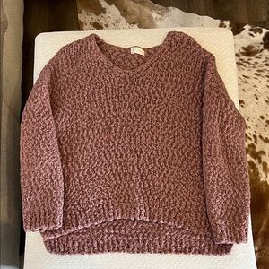Altar'd State Textured Dusty Rose V-Neck Sweater